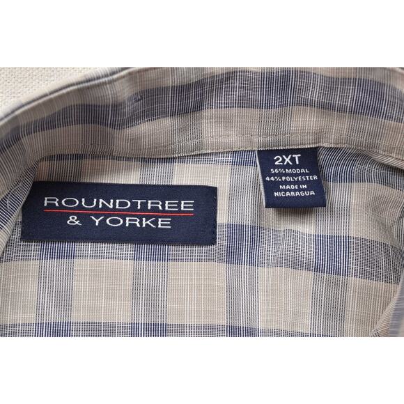 NEW Roundtree & Yorke Men's Big & Tall 2XT Plaid Button Down Shirt - Picture 8 of 8